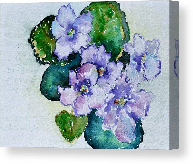 Violets Canvas Print featuring the painting Violet Cluster by Beverley Harper Tinsley