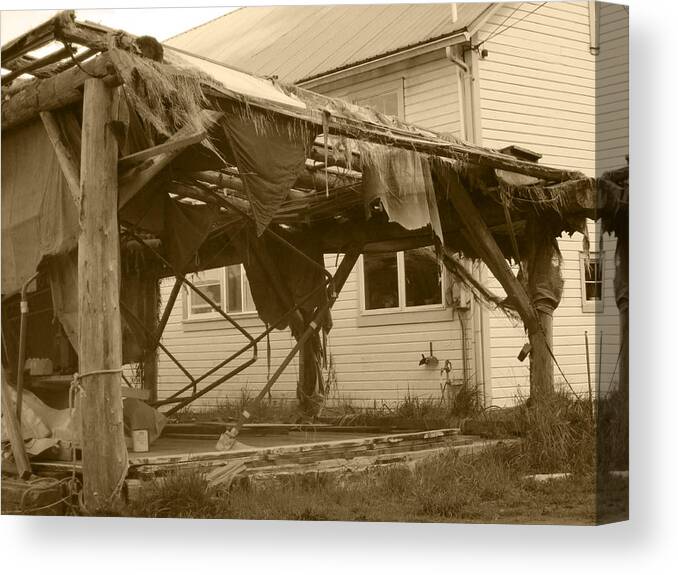 Abadoned Canvas Print featuring the photograph Weathered And Blown To Pieces by Kym Backland