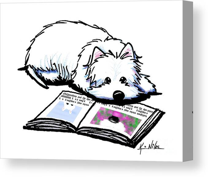 Muggles' New Home Canvas Print featuring the digital art Wendell Loves Books by Kim Niles