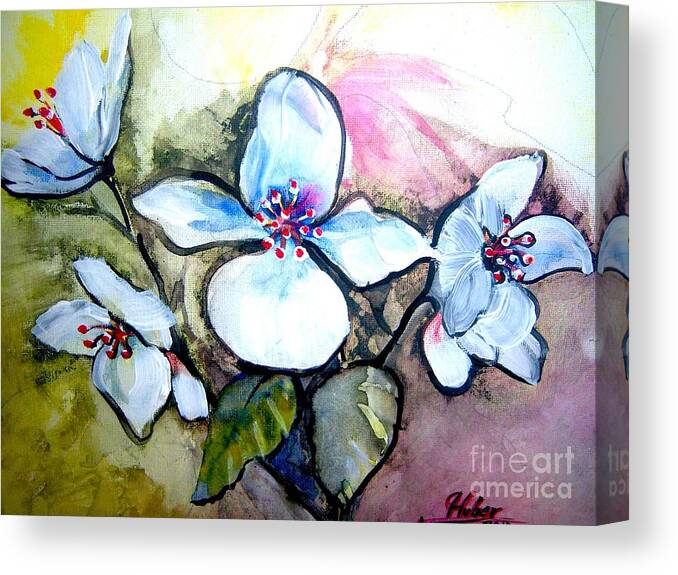 Flowers Canvas Print featuring the painting White Floral Group by Ken Huber