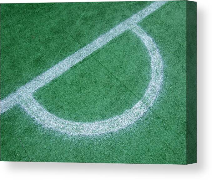 Soccer Field Canvas Print featuring the photograph White markings on soccer field by Matthias Hauser