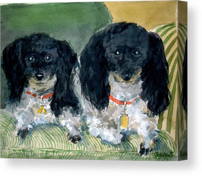 Animal Painting Canvas Print featuring the painting Willie and Tucker by John West