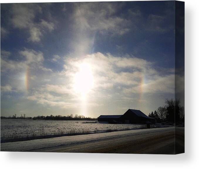 Winter Canvas Print featuring the mixed media Winter Sun Dogs by Bruce Ritchie