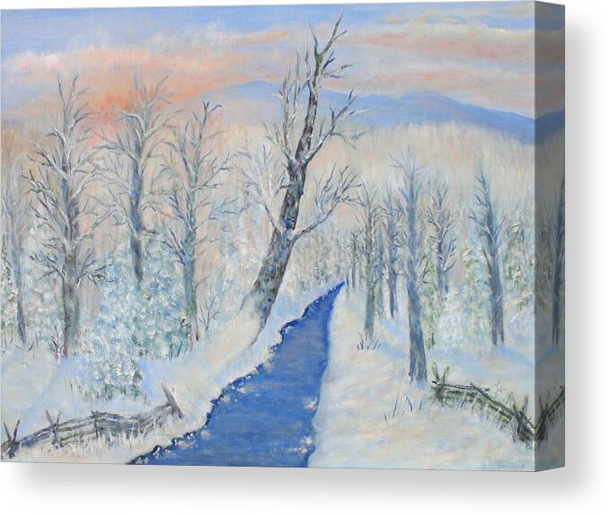 Winter Canvas Print featuring the painting Winter Sunrise by Ben Kiger