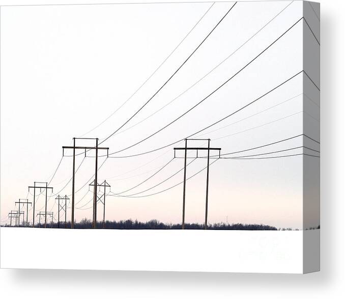 Power Lines Canvas Print featuring the photograph Winters Blush by Terry Doyle