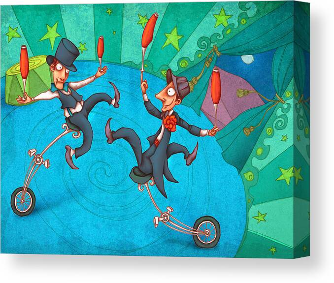 Children Canvas Print featuring the painting Zanzzini Brothers by Autogiro Illustration