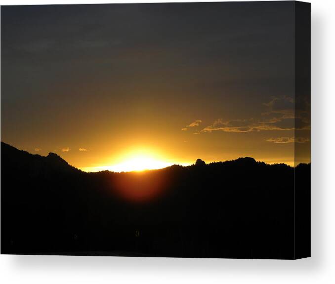 Clouds Canvas Print featuring the photograph Sunrise West Side of RMNP CO by Margarethe Binkley