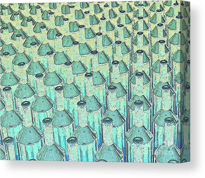 Bottles Canvas Print featuring the digital art Abstract Green Glass Bottles by Phil Perkins