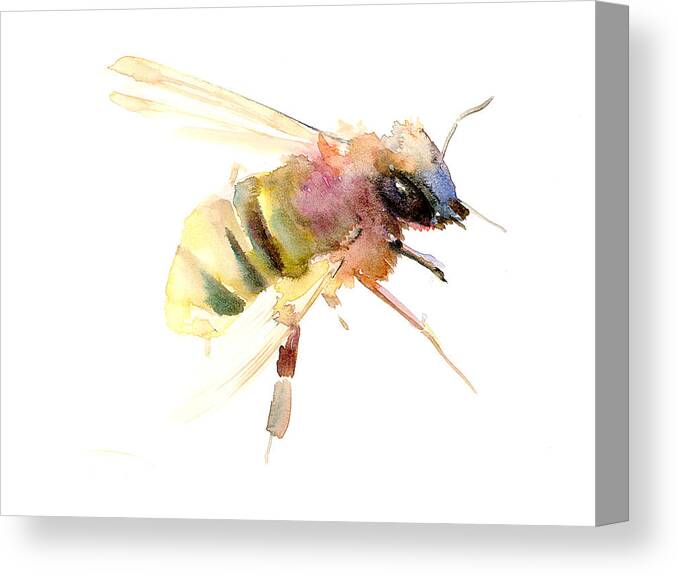 Bee Art Canvas Print featuring the painting Bee #1 by Suren Nersisyan