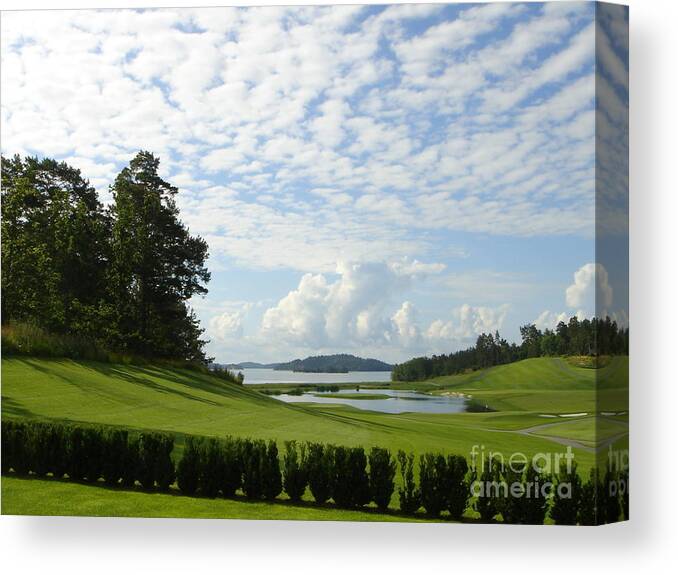 Landscape Canvas Print featuring the photograph Bro Hof Slott Golf Club Sweden #1 by Jan Daniels