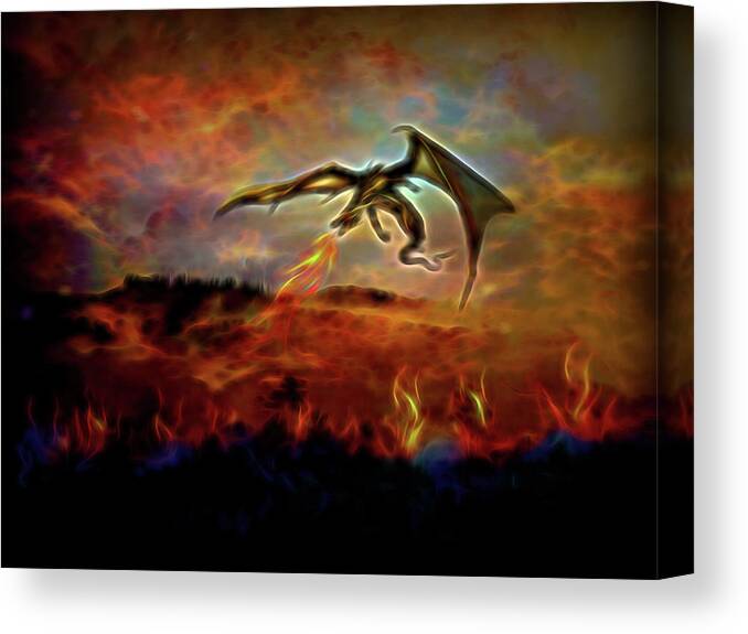 Game Of Thrones Dragons Canvas Print featuring the digital art Burn them all by Lilia D