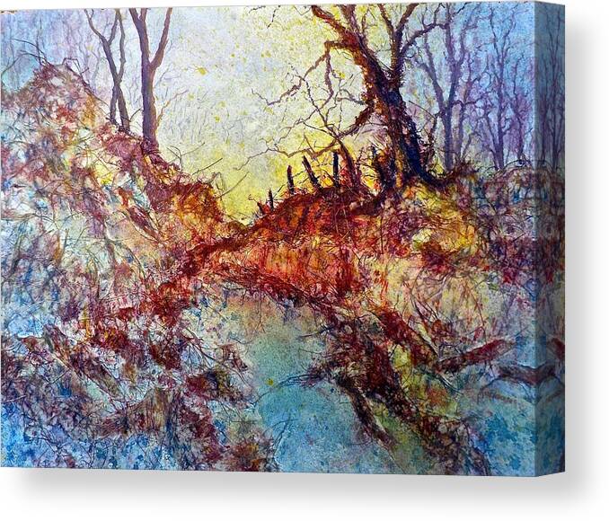 Watercolor Canvas Print featuring the painting Forgotten Fence by Carolyn Rosenberger