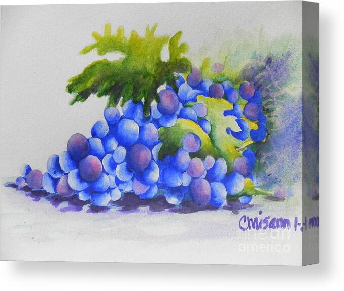 Fine Art Painting Canvas Print featuring the painting Grapes #1 by Chrisann Ellis