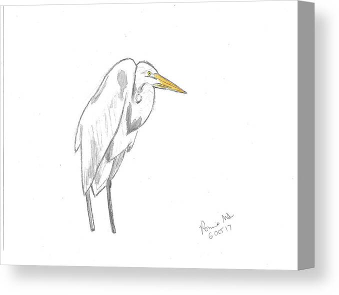 Ronne Maum Canvas Print featuring the mixed media Great Egret #1 by Ronnie Maum