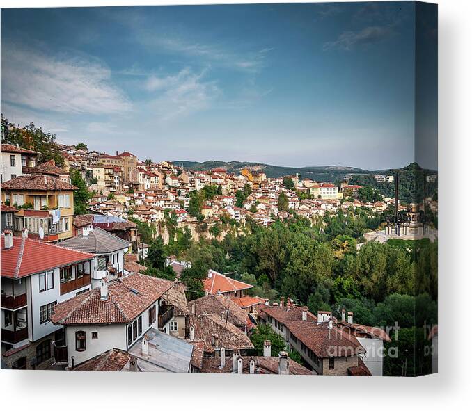 Architecture Canvas Print featuring the photograph Houses In Old Town Of Veliko Tarnovo Bulgaria #1 by JM Travel Photography