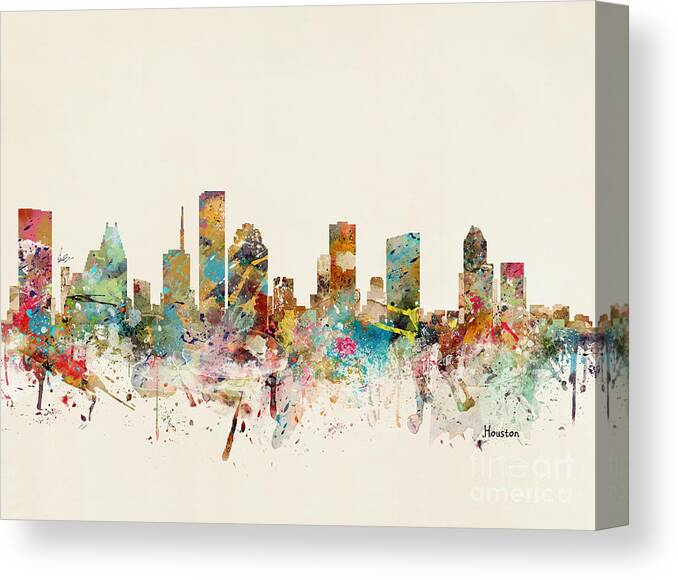 Houston Canvas Print featuring the painting Houston Texas Skyline #1 by Bri Buckley