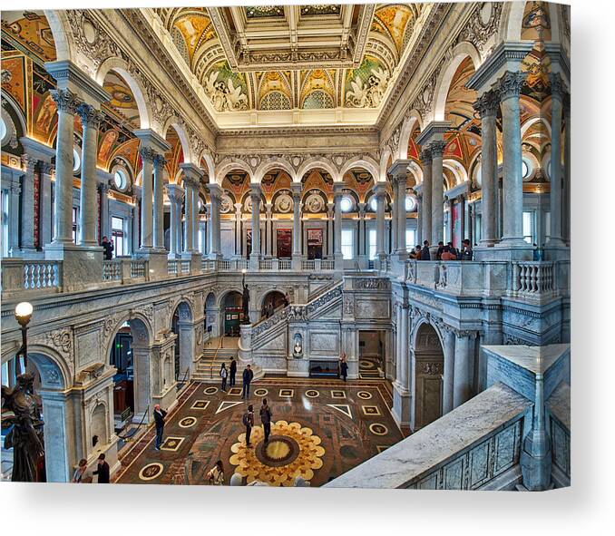Great Hall Canvas Print featuring the photograph Library of Congress #1 by Farol Tomson