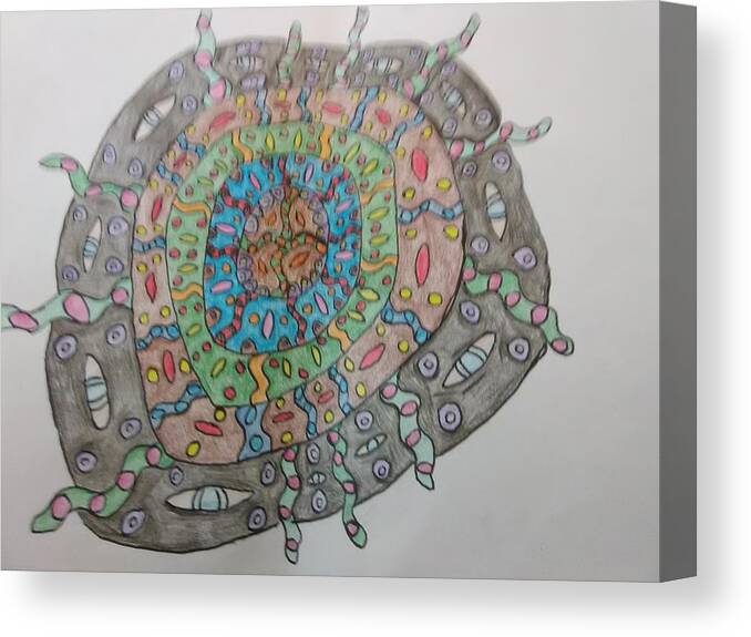 Hand Made Own Design Canvas Print featuring the drawing Madala #1 by Rebecca Vega