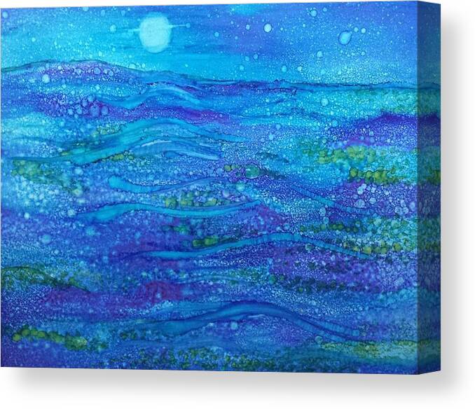 Alcohol Ink Prints Canvas Print featuring the painting Midnight Swim by Betsy Carlson Cross