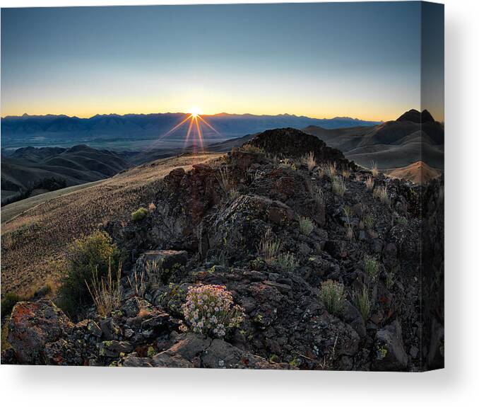 Lemhi Mountains Canvas Print featuring the photograph Mountain Sunrise #3 by Leland D Howard