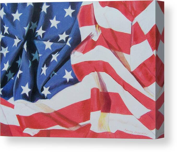 Flag Canvas Print featuring the mixed media Old Glory by Constance Drescher