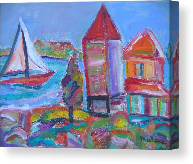Water Canvas Print featuring the painting Sailing By #1 by Marlene Robbins