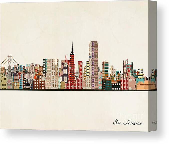 San Francisco Canvas Print featuring the painting San Francisco Skyline #1 by Bri Buckley