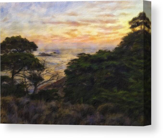 Landscape Canvas Print featuring the mixed media Sunset by Jonathan Nguyen