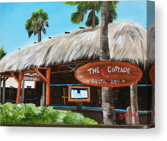 The Cottage Canvas Print featuring the painting The Cottage On Siesta Key #1 by Lloyd Dobson