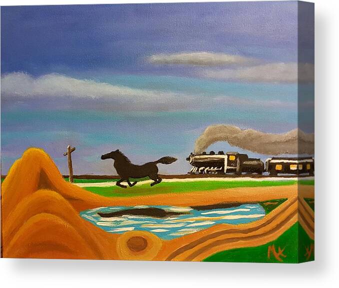 Horse Canvas Print featuring the painting The Race #1 by Margaret Harmon
