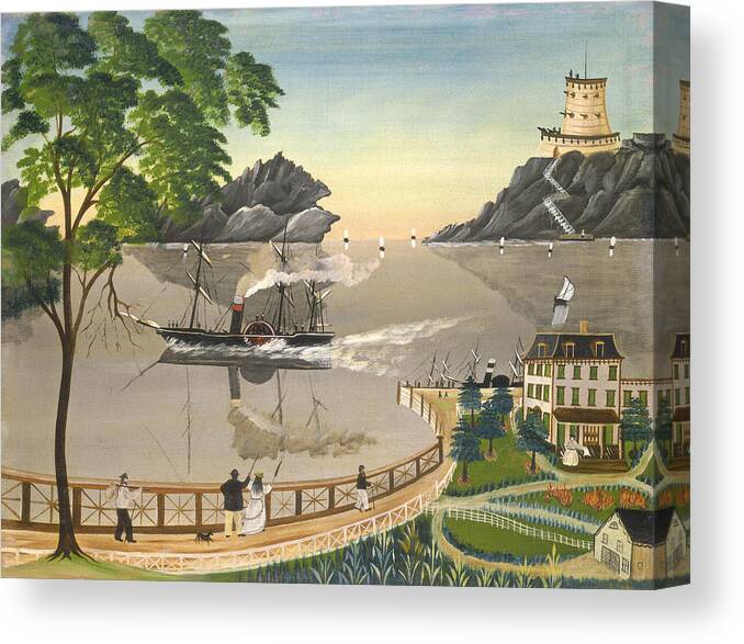 Art Canvas Print featuring the painting U S Mail Boat by Leila T Bauman
