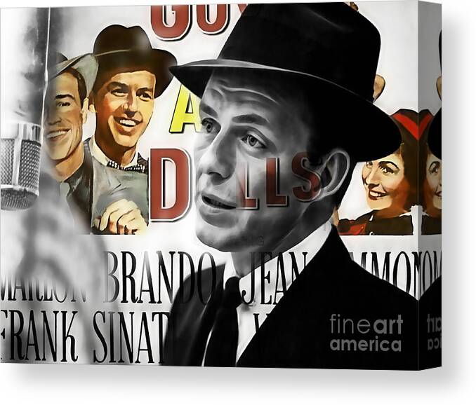 Frank Sinatra Art Canvas Print featuring the mixed media Frank Sinatra Collection #16 by Marvin Blaine