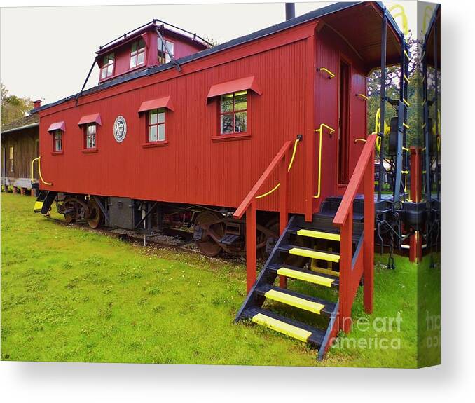 Caboose Canvas Print featuring the photograph 1917 Red Caboose by D Hackett