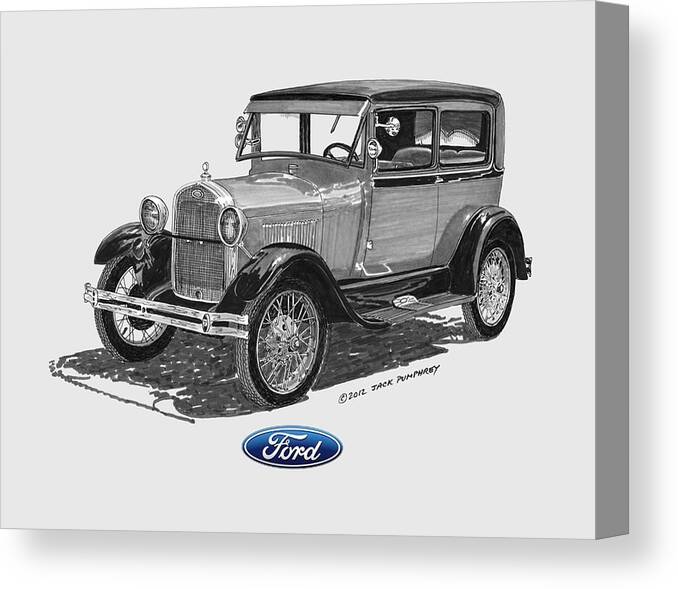 Ford Canvas Print featuring the painting Model A Ford 2 Door Sedan by Jack Pumphrey