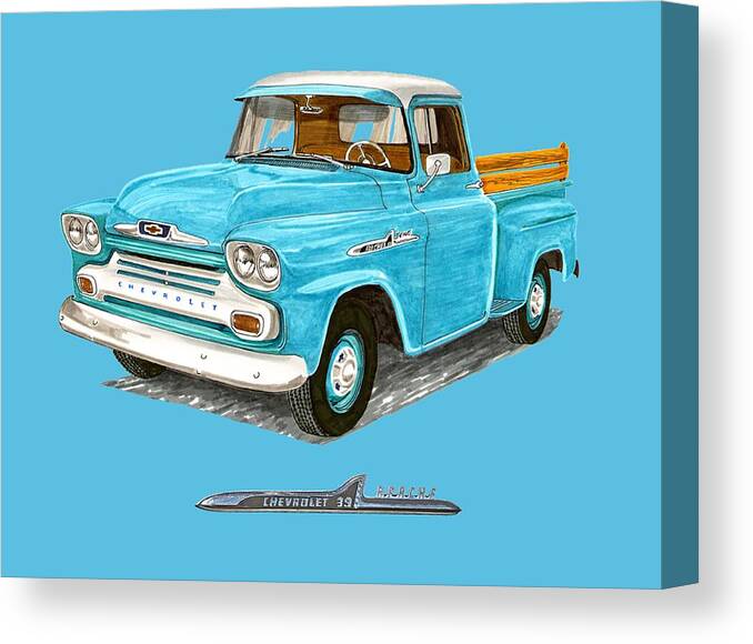 1958 Canvas Print featuring the painting Apache Pick up Truck by Jack Pumphrey