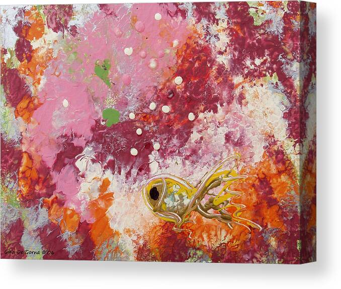 Fish Canvas Print featuring the painting 1 Gold Fish #2 by Gina De Gorna