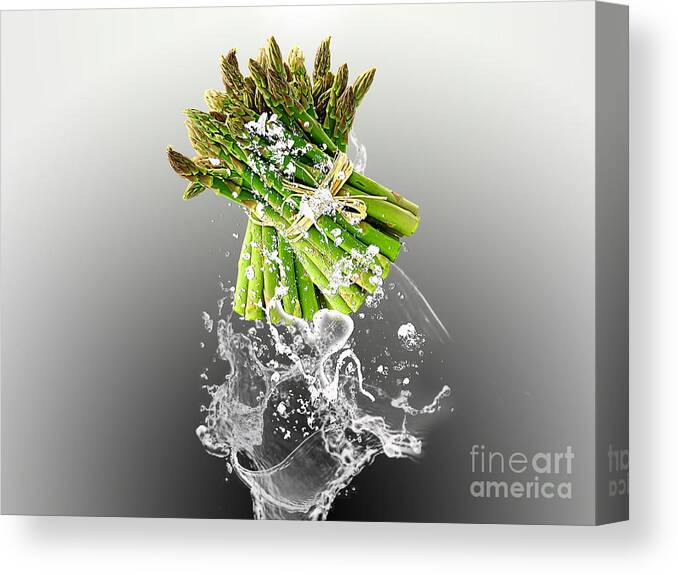 Asparagus Art Mixed Media Canvas Print featuring the mixed media Asparagus Splash #2 by Marvin Blaine
