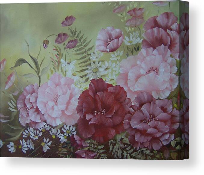 Flowers Canvas Print featuring the painting Family Flowers #2 by Leslie Manley