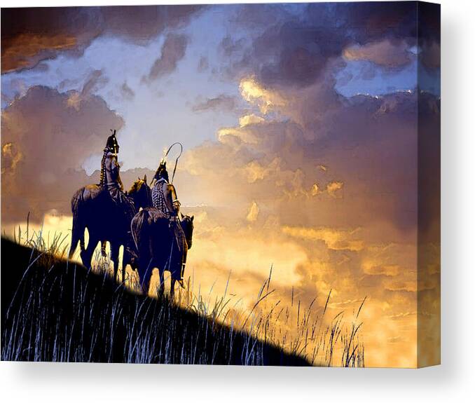 Native Americans Canvas Print featuring the painting Going Home #2 by Paul Sachtleben