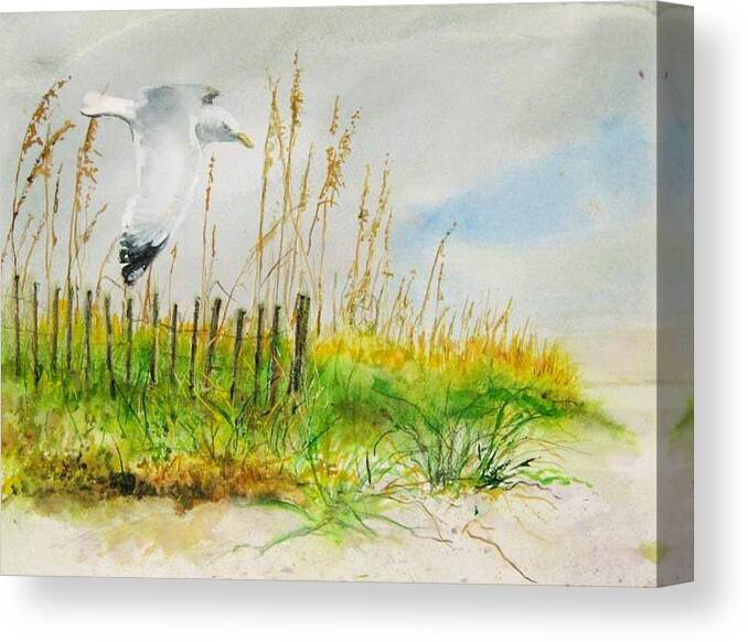  Canvas Print featuring the painting Sand Fence 2 by Bobby Walters