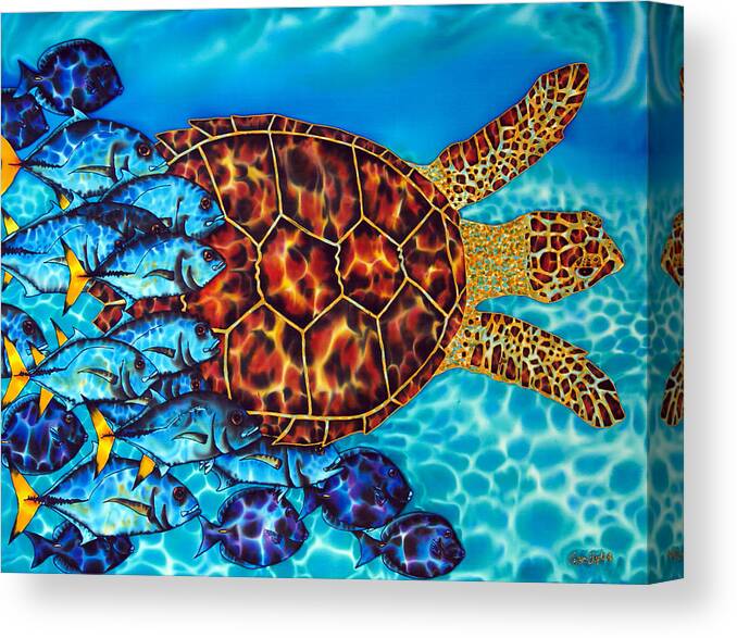 Turtle Canvas Print featuring the painting Sea Turtle by Daniel Jean-Baptiste