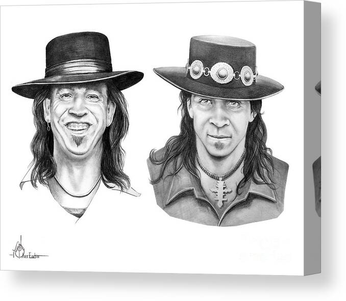 Drawing Canvas Print featuring the drawing Stevie Ray Vaughn #2 by Murphy Elliott
