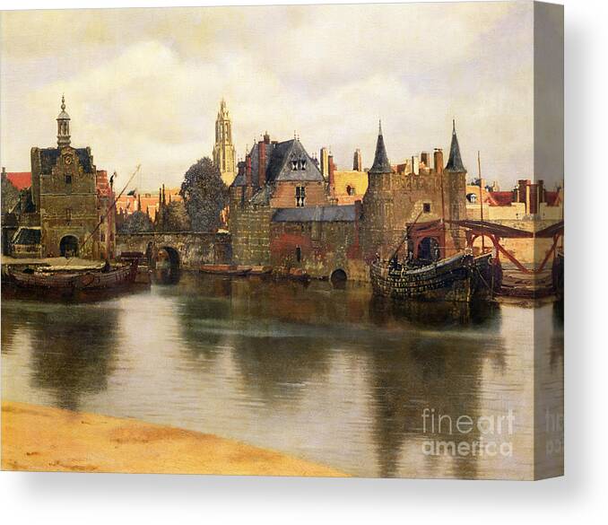 View Canvas Print featuring the painting View of Delft by Jan Vermeer