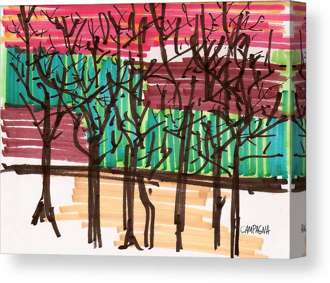 Artist Marker Canvas Print featuring the drawing Untitled #29 by Teddy Campagna