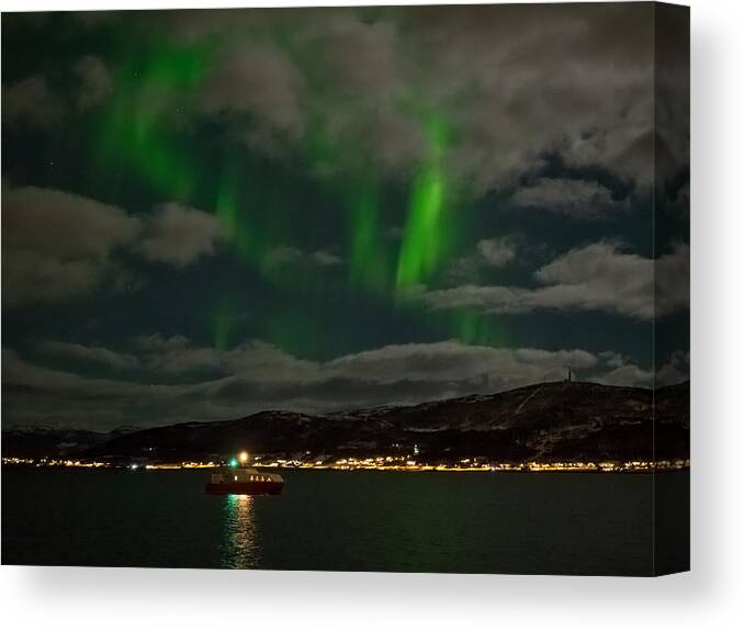 Nfjord Canvas Print featuring the photograph Northern Lights #3 by Mark Llewellyn