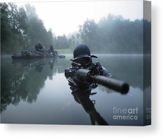 Special Operations Forces Canvas Print featuring the photograph Special Operations Forces Combat Diver by Tom Weber