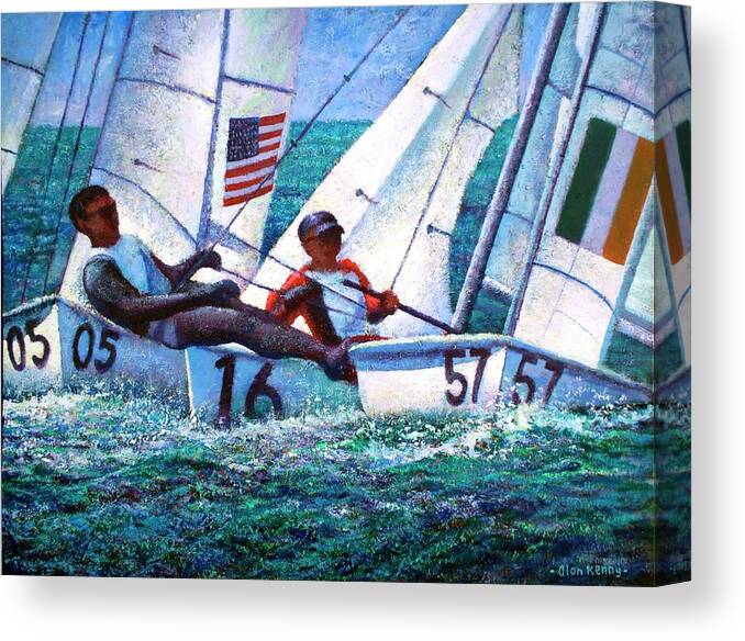 Yacht Canvas Print featuring the painting The Sea by Alan Kenny