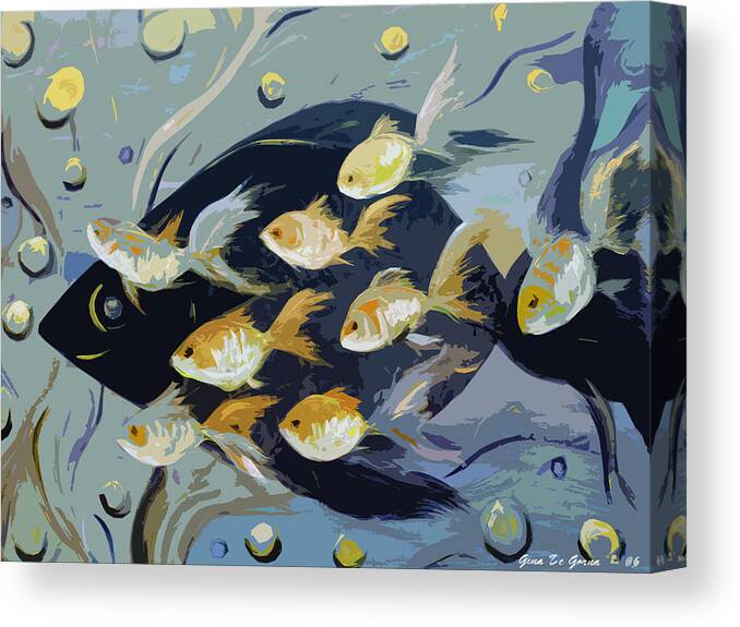 Fish Canvas Print featuring the painting 8 Gold Fish #4 by Gina De Gorna