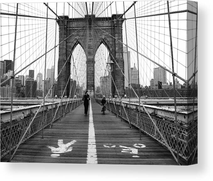 Nyc Canvas Print featuring the photograph NYC Brooklyn Bridge by Nina Papiorek