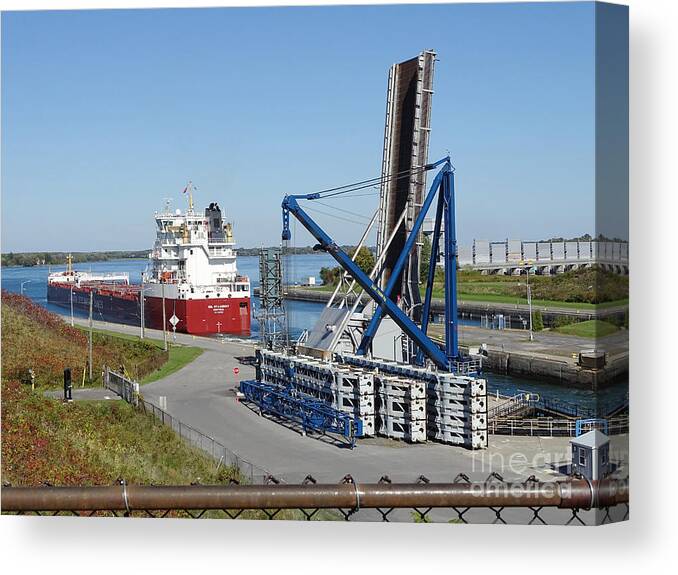 Saint Lawrence Seaway Canvas Print featuring the photograph Saint Lawrence Seaway, Iroquois Lock #4 by Scimat